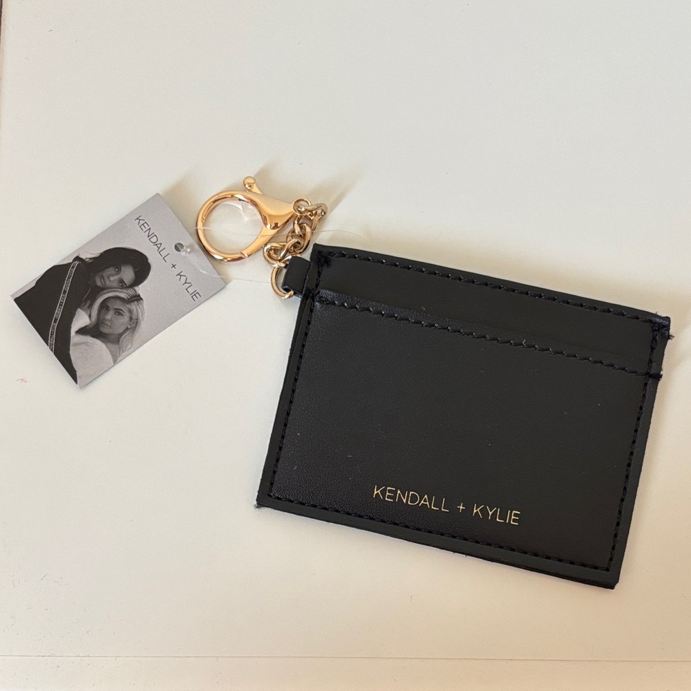 Kendall & Kylie Black Card Holder with Gold Keychain